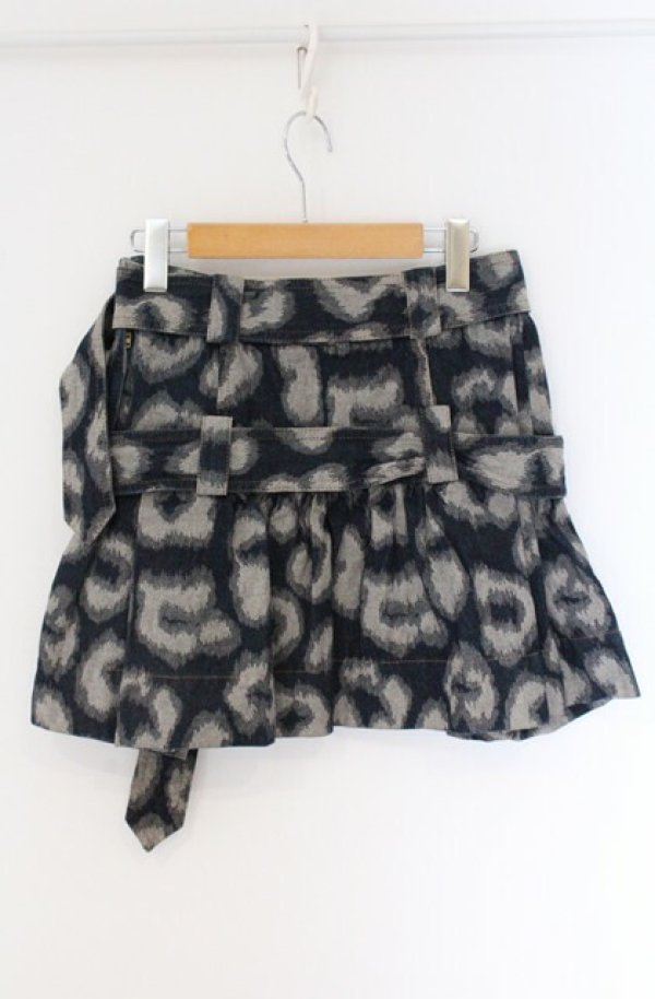 画像3: ヴィヴィアンウエストウッド 中古 / ベルテッドレオパードデニムスカート 1 グレーｘネイビー  O-26-04-19-084-sk-YM-OS (3)