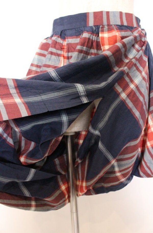 画像3: ヴィヴィアンウエストウッド 中古 / 変形タータンスカート 2 レッドｘネイビー  O-26-04-19-088-sk-YM-OS (3)
