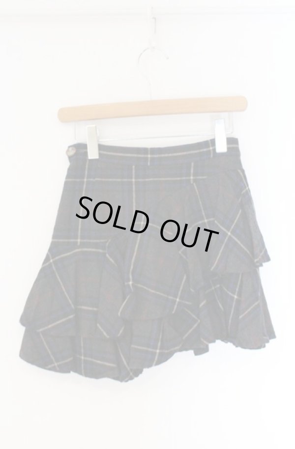 画像2: ヴィヴィアンウエストウッド 中古 / タータンフリル変形スカート 1 グレーｘマルチ  O-26-04-19-089-sk-YM-OS (2)