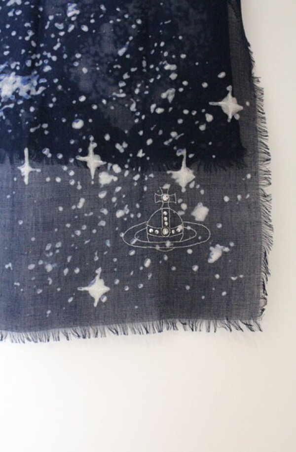 画像2: ヴィヴィアンウエストウッド 中古 / ミルキーウェイ大判ストール  ネイビー  O-26-04-19-091-gd-YM-OS (2)