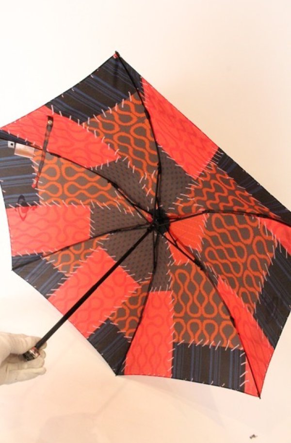 画像3: ヴィヴィアンウエストウッド 中古 / スクイグル折リタタミ傘  ブラックｘレッドｘネイビー  O-26-04-19-105-gd-YM-OS (3)