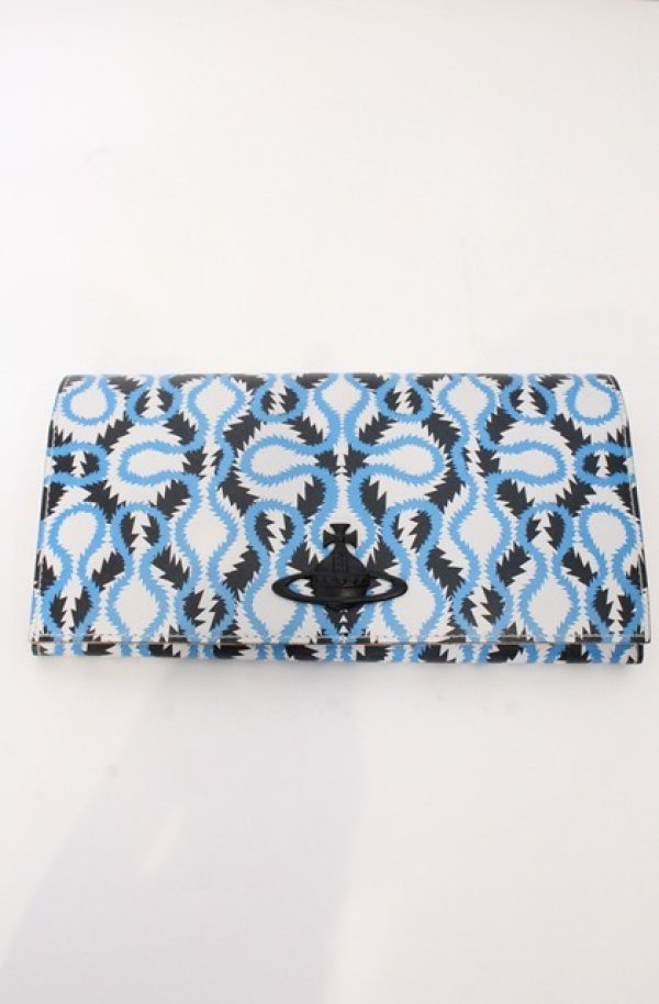 画像2: ヴィヴィアンウエストウッド 中古 / スクイグル大型財布  ホワイトｘブラックｘブルー  O-26-04-19-106-wa-YM-OS (2)