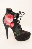画像4: ANGLOMANIA 中古 / フラワーヒールブーティー 38（24cm） ブラックｘマルチ  O-26-04-19-130-sh-YM-OS (4)