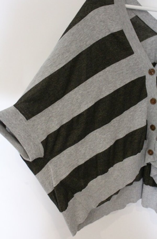 画像3: ヴィヴィアンウエストウッド 中古 / ワイドボーダーカーディガン 2 グレー  O-26-04-19-013-to-YM-OS (3)