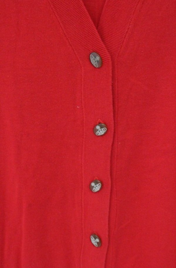 画像2: ヴィヴィアンウエストウッド 中古 / 単色オーブ刺繍ロングカーディガン 2 レッド  O-26-04-19-016-to-YM-OS (2)