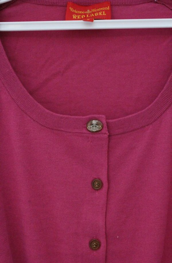 画像2: ヴィヴィアンウエストウッド 中古 / 単色オーブラウンドカラーカーディガン 2 パープル  O-26-04-19-017-to-YM-OS (2)