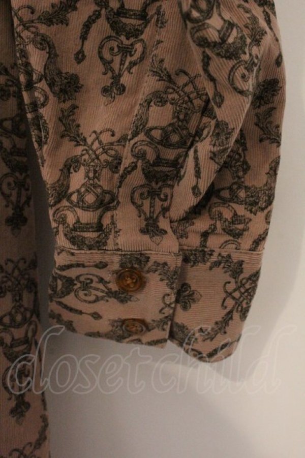 画像3: ヴィヴィアンウエストウッド 中古 / ヴェルサイユ総柄コーデュロイシャツワンピース 2 ベージュ  O-26-04-26-015-op-IG-OS (3)