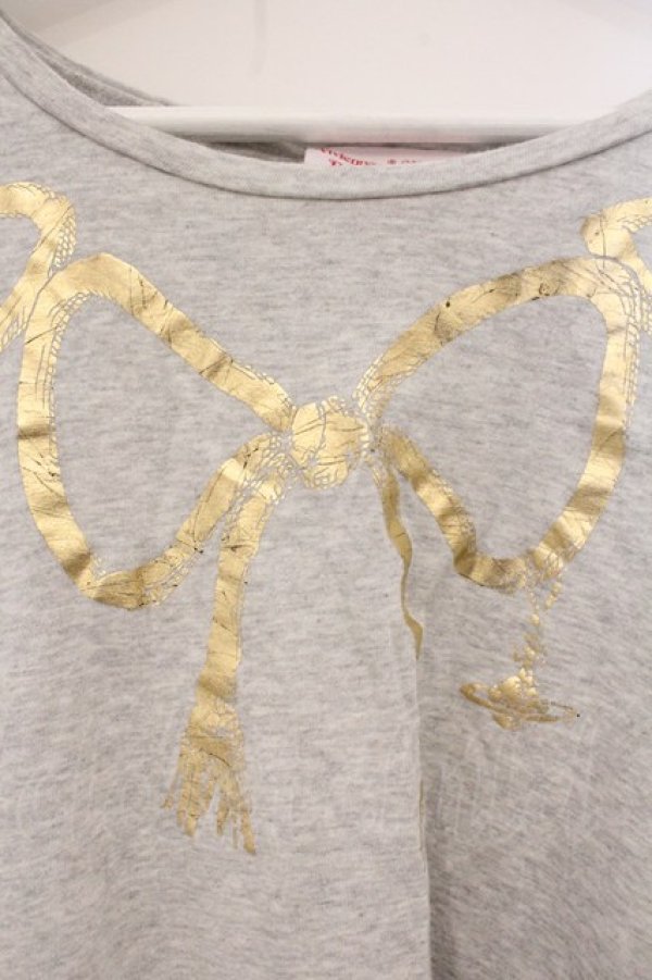 画像2: ヴィヴィアンウエストウッド 中古 / ボウプリントスクエアトップス  グレー  O-26-04-26-022-to-IG-OS (2)