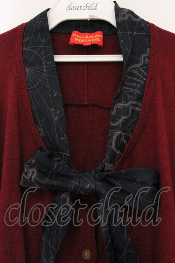 画像2: ヴィヴィアンウエストウッド 中古 / ボウタイカーディガン 2 ワイン×ブラック  O-26-04-26-025-to-IG-OS (2)