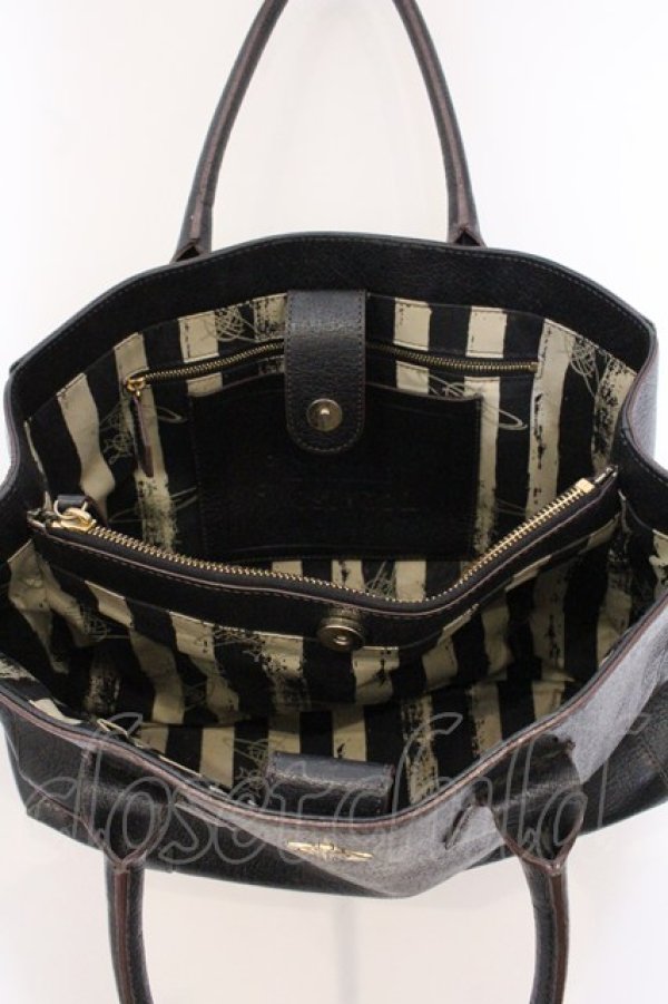 画像7: ヴィヴィアンウエストウッド 中古 / EXECUTIVE（エグゼクティブ） ハンドバッグ  ブラック（ブラウン）  O-26-04-26-040-ba-YM-OS (7)