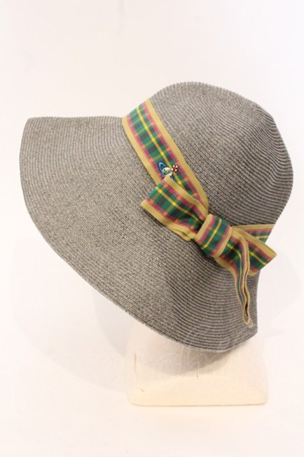 画像3: ヴィヴィアンウエストウッド 中古 / カラーオーブ刺繍リボンストローハット S-M グレーｘマルチ  O-26-04-26-046-ha-YM-OS (3)