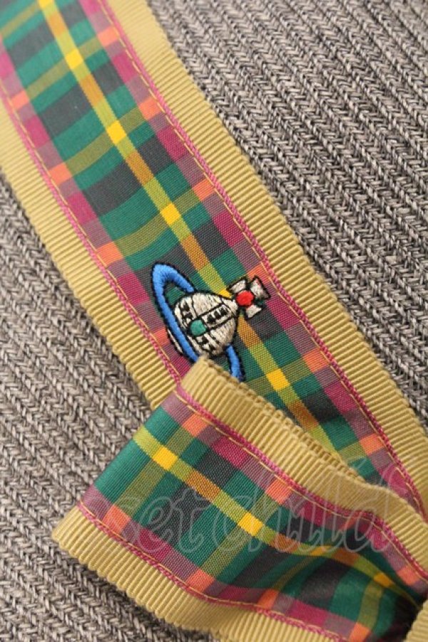 画像4: ヴィヴィアンウエストウッド 中古 / カラーオーブ刺繍リボンストローハット S-M グレーｘマルチ  O-26-04-26-046-ha-YM-OS (4)