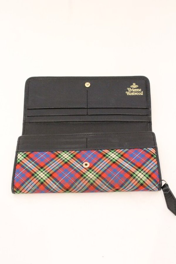 画像4: ヴィヴィアンウエストウッド 中古 / TARTAN LF長財布  レッド×ブルー×グリーン  O-26-04-26-050-wa-IG-OS (4)