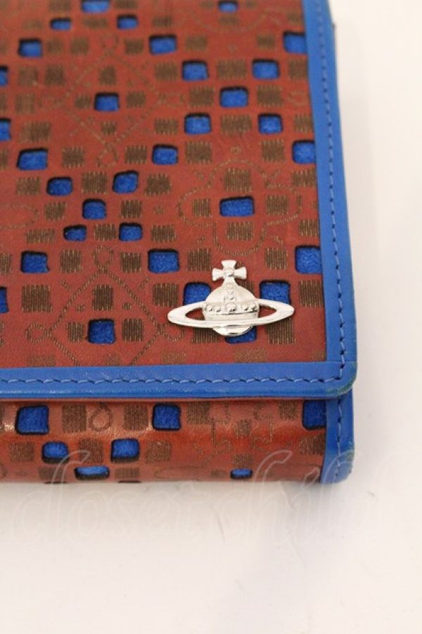 画像2: ヴィヴィアンウエストウッド 中古 / パンチング総柄長財布  ブラウンｘブルー  O-26-04-26-052-wa-YM-OS (2)