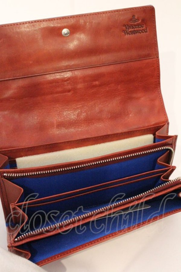 画像5: ヴィヴィアンウエストウッド 中古 / パンチング総柄長財布  ブラウンｘブルー  O-26-04-26-052-wa-YM-OS (5)