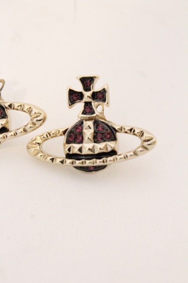 画像2: ヴィヴィアンウエストウッド 中古 / MAYFAIR BAS RELIEF EARRINGS（メイフェアバスレリーフピアス）  ゴールド×ブラック×パープル  O-26-04-26-061-er-IG-OS (2)