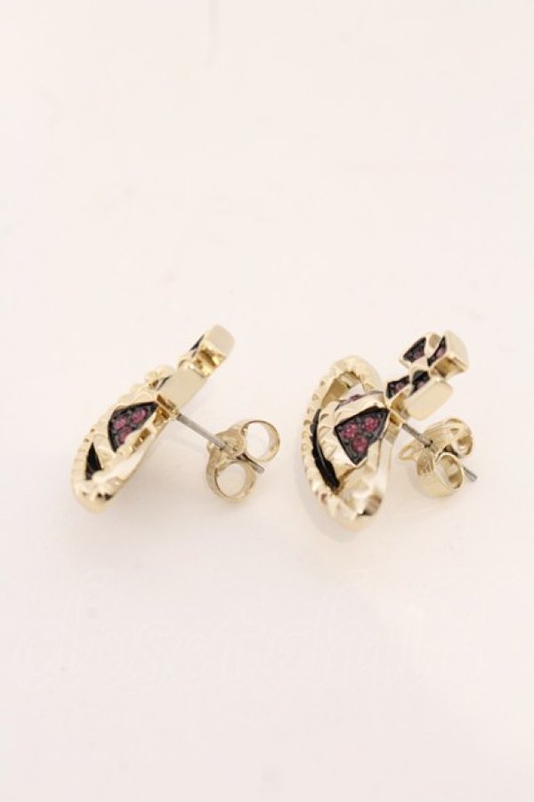 画像3: ヴィヴィアンウエストウッド 中古 / MAYFAIR BAS RELIEF EARRINGS（メイフェアバスレリーフピアス）  ゴールド×ブラック×パープル  O-26-04-26-061-er-IG-OS (3)