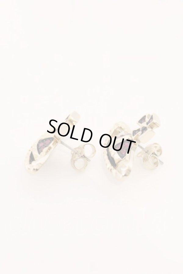 画像3: ヴィヴィアンウエストウッド 中古 / MAYFAIR BAS RELIEF EARRINGS（メイフェアバスレリーフピアス）  ゴールド×ブラック×パープル  O-26-04-26-061-er-IG-ZH (3)