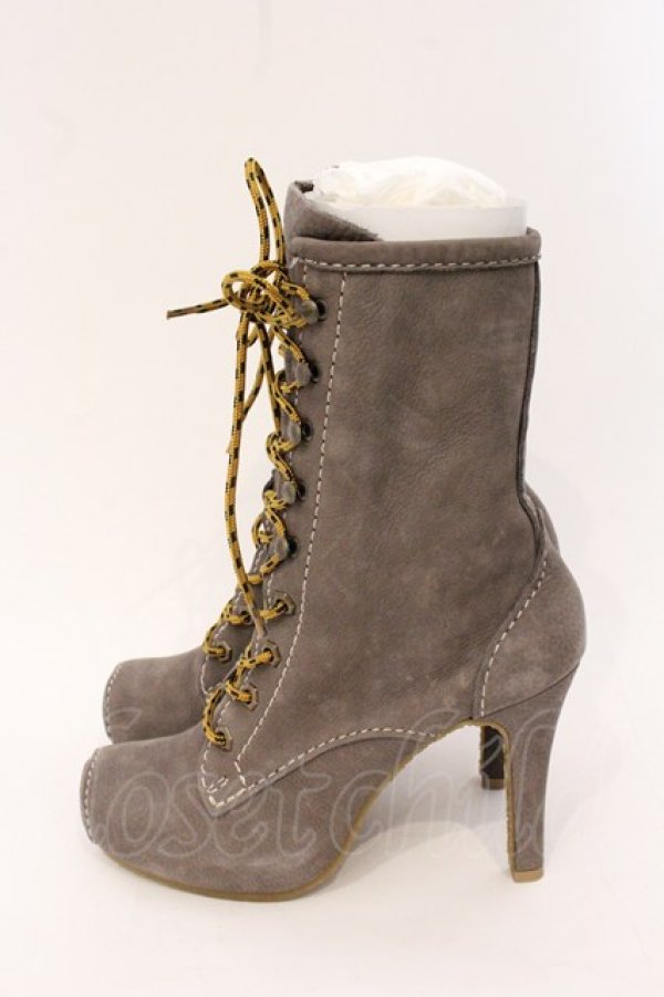 画像4: ヴィヴィアンウエストウッド 中古 / レースアップレザーブーツ 38 グレー  O-26-04-26-069-sh-IG-OS (4)