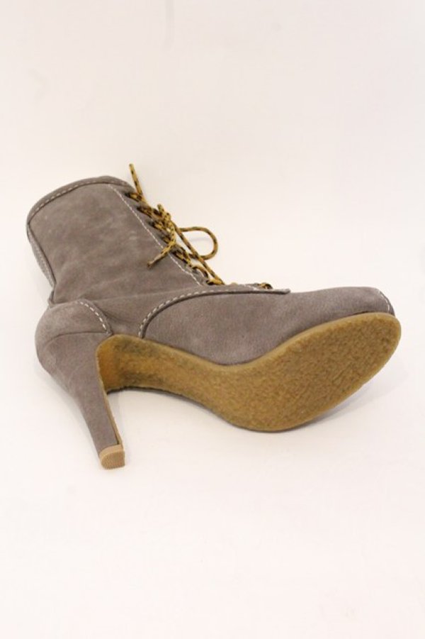 画像8: ヴィヴィアンウエストウッド 中古 / レースアップレザーブーツ 38 グレー  O-26-04-26-069-sh-IG-OS (8)