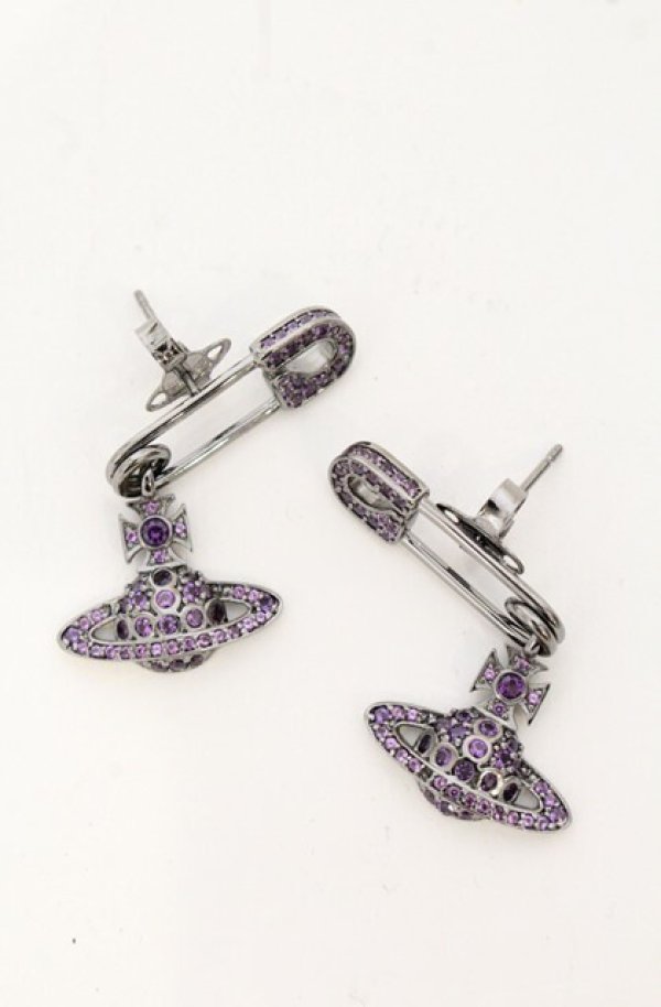 画像2: ヴィヴィアンウエストウッド 中古 / LUCRECEピアス（ルクレース）  ガンメタ×パープル  O-26-05-03-014-er-IG-OS (2)