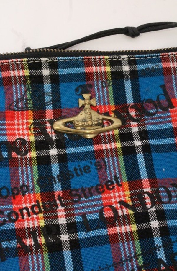 画像2: ヴィヴィアンウエストウッド 中古 / タータンチェックポーチ  ブルーチェック  O-26-05-03-021-gd-IG-OS (2)