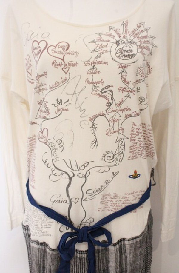 画像2: ヴィヴィアンウエストウッド 中古 / Gaia Tree Dress（ガイアツリードレス） S アイボリーｘブラック  O-26-05-10-021-op-YM-OS (2)