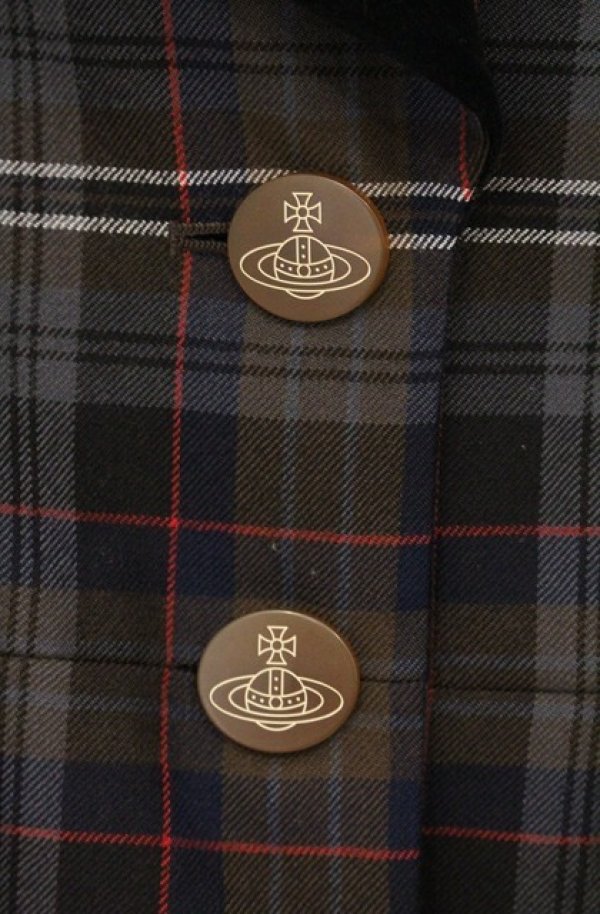 画像2: ヴィヴィアンウエストウッド 中古 / 24AW TARTAN CHECKラブジャケット 01 ブラウン  O-26-05-10-003-jc-IG-OS (2)