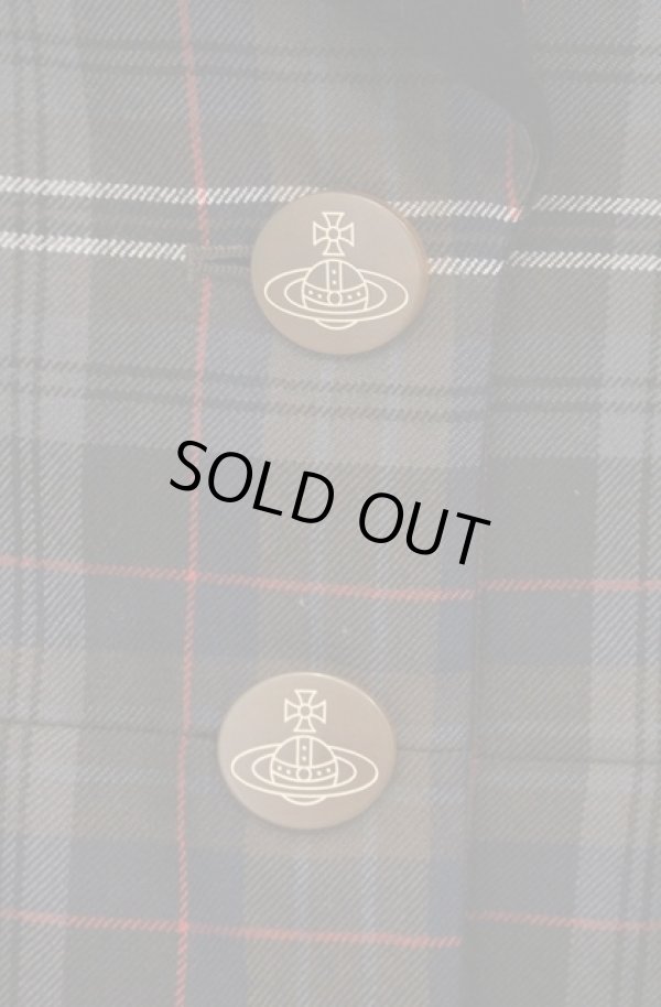 画像2: ヴィヴィアンウエストウッド 中古 / 24AW TARTAN CHECKラブジャケット 01 ブラウン  O-26-05-10-003-jc-IG-OS (2)