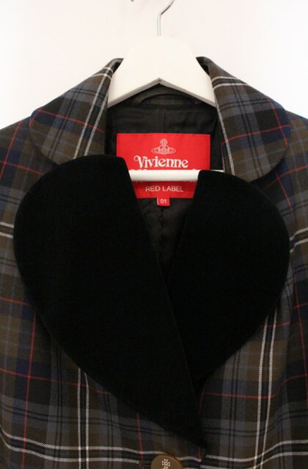 画像3: ヴィヴィアンウエストウッド 中古 / 24AW TARTAN CHECKラブジャケット 01 ブラウン  O-26-05-10-003-jc-IG-OS (3)