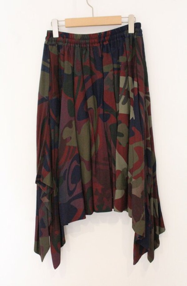 画像5: ヴィヴィアンウエストウッド 中古 / レーヨンエットCAMO ORB PRINTスクエアパネルスカート 00 カーキグリーン  O-26-05-10-031-sk-IG-OS (5)