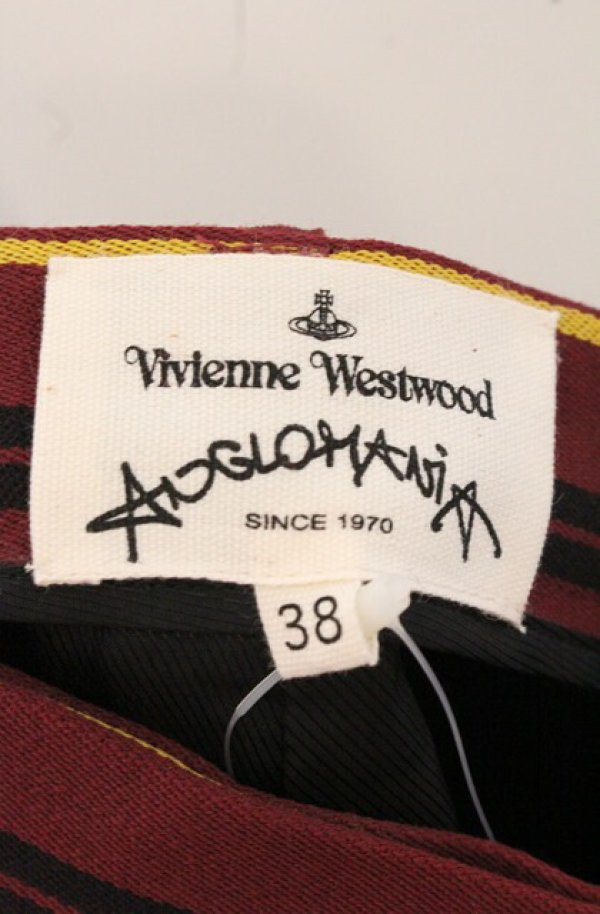 画像6: ANGLOMANIA 中古 / ストライプキュロット 38 ワイン  O-26-05-10-039-pa-IG-OS (6)