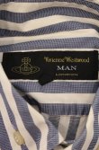 画像8: ヴィヴィアンウエストウッド MAN 中古 / 高襟ストライプシャツ 4 ブルーｘホワイト  O-26-05-10-046-bl-YM-OS (8)