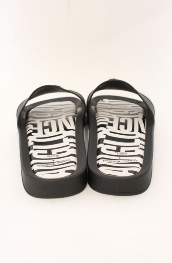 画像5: ヴィヴィアンウエストウッド×Melissa 中古 / BEACH SLIDE AD ORBサンダル JPN24cm ブラック×ホワイト  O-26-05-10-058-sh-IG-OS (5)