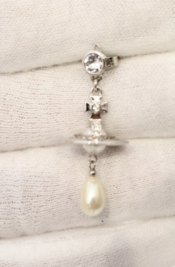 画像2: ヴィヴィアンウエストウッド MAN 中古 / MAN. PEARL DROP シングルピアス  シルバー  O-26-05-17-029-ac-YM-OS (2)