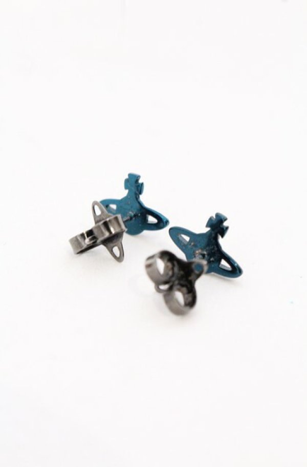 画像2: ヴィヴィアンウエストウッド 中古 / FARAH EARRINGS（ファラー）ピアス  メタリックブルー  O-26-05-17-030-er-YM-OS (2)
