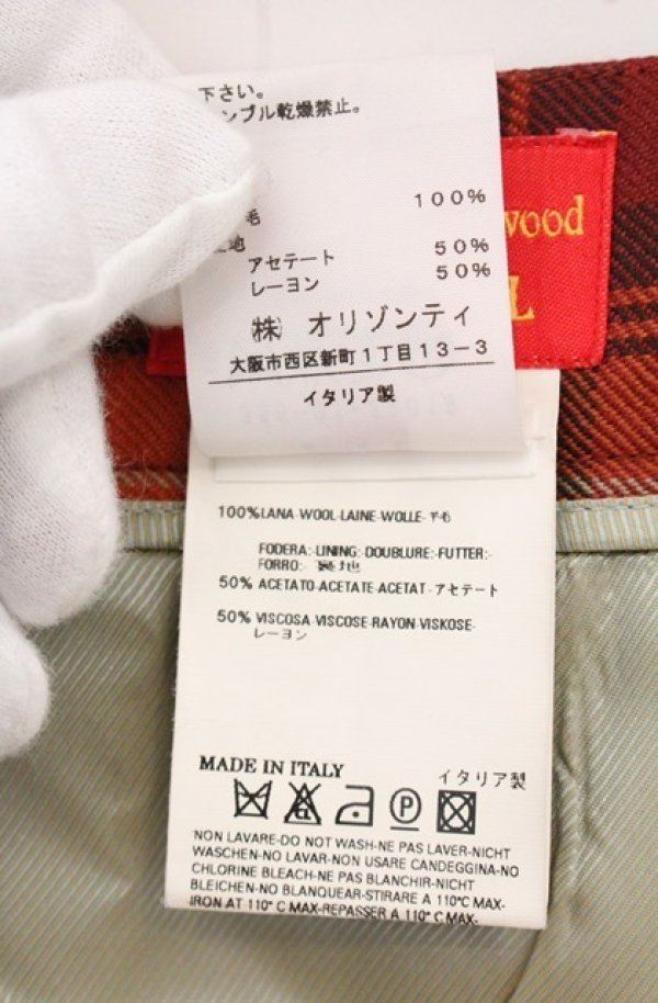 画像6: ヴィヴィアンウエストウッド 中古 / タータンチェックアニマルカットスカート 42 オレンジ  O-26-05-17-006-sk-YM-OS (6)