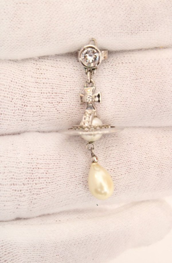 画像2: ヴィヴィアンウエストウッド MAN 中古 / MAN. PEARL DROP シングルピアス  シルバー  O-26-05-24-021-ac-YM-OS (2)