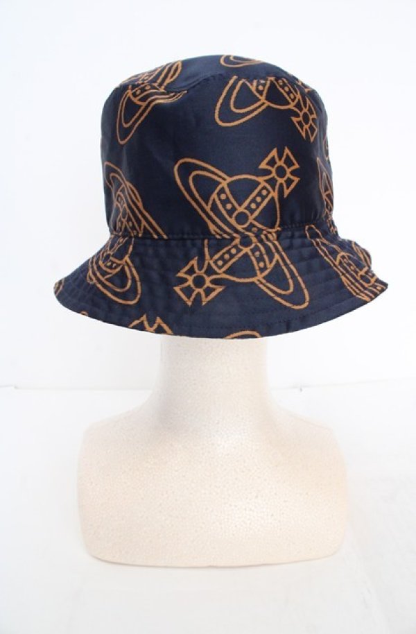 画像4: ヴィヴィアンウエストウッド 中古 / ORB LINING バケットハット  ネイビー×マスタード  O-26-05-24-025-ha-IG-OS (4)