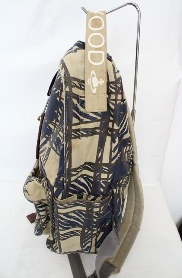 画像5: ヴィヴィアンウエストウッド 中古 / ハンドドローチェックリュック  ブルーｘモス  O-26-05-24-014-ba-YM-OS (5)