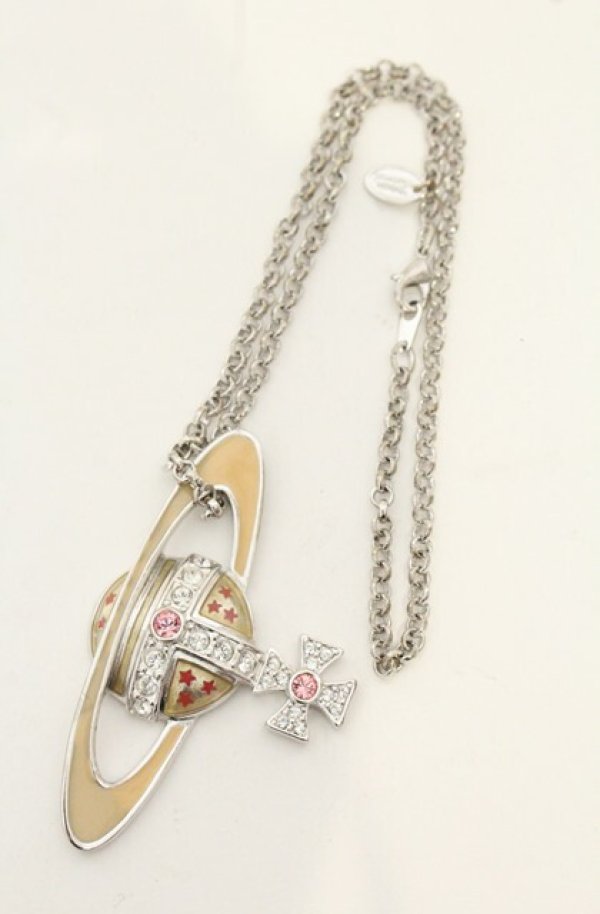 画像2: ヴィヴィアンウエストウッド 中古 / neo bass relirf neckless（ネオバスレリーフネックレス）  シルバー×ピンク  O-26-06-07-024-ac-IG-OS (2)