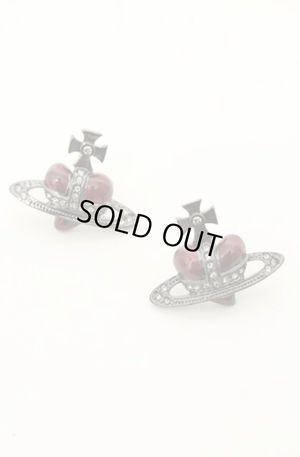 画像2: ヴィヴィアンウエストウッド 中古 / diamante heart stud pierce（ディアマンテハートスタッズピアス）  ガンメタル  O-26-06-07-027-ac-YM-OS (2)
