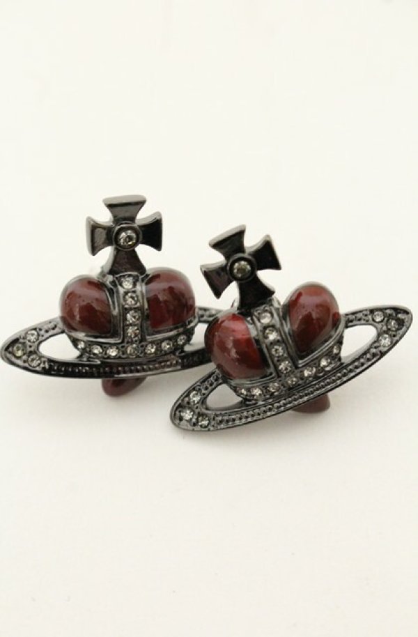 画像3: ヴィヴィアンウエストウッド 中古 / diamante heart stud pierce（ディアマンテハートスタッズピアス）  ガンメタル  O-26-06-07-027-ac-YM-OS (3)