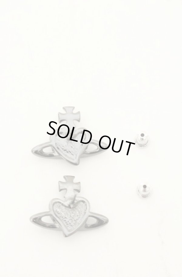 画像4: ヴィヴィアンウエストウッド 中古 / diamante heart stud pierce（ディアマンテハートスタッズピアス）  ガンメタル  O-26-06-07-027-ac-YM-OS (4)