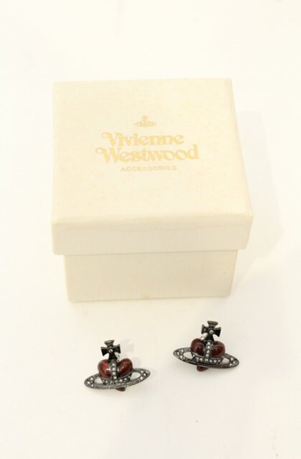 画像5: ヴィヴィアンウエストウッド 中古 / diamante heart stud pierce（ディアマンテハートスタッズピアス）  ガンメタル  O-26-06-07-027-ac-YM-OS (5)