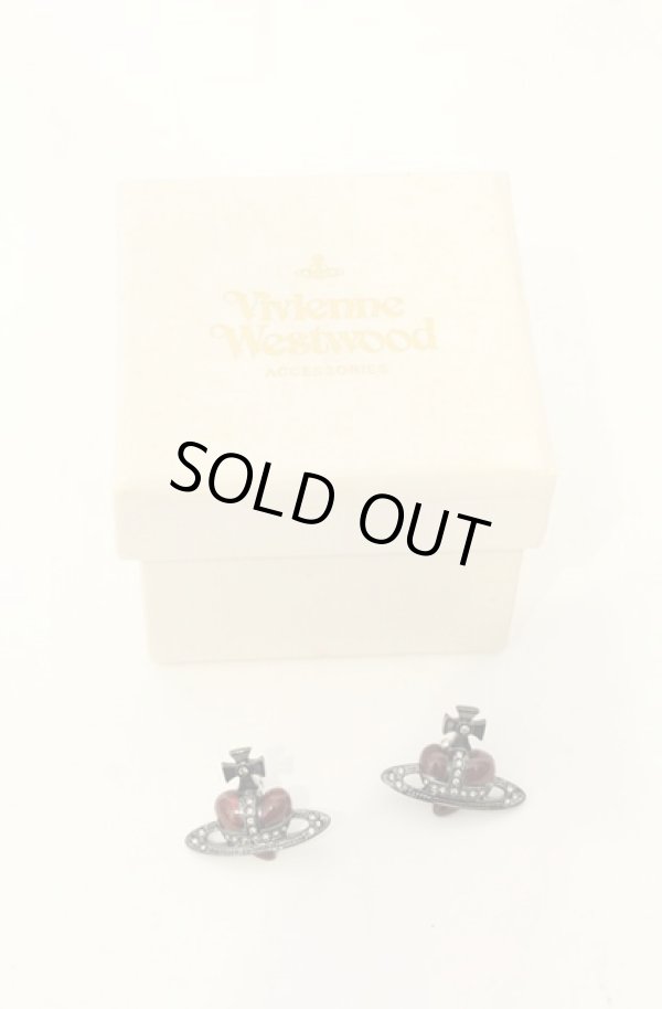 画像5: ヴィヴィアンウエストウッド 中古 / diamante heart stud pierce（ディアマンテハートスタッズピアス）  ガンメタル  O-26-06-07-027-ac-YM-OS (5)