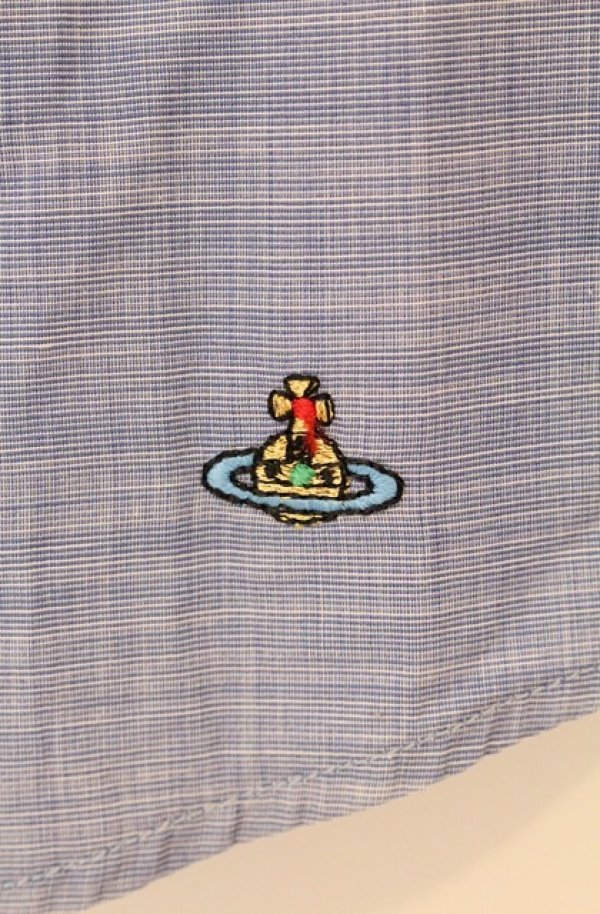 画像3: ヴィヴィアンウエストウッド 中古 / カラーオーブ刺繍ポケット付キ半袖ブラウス  II ブルー  O-26-06-07-002-bl-YM-OS (3)