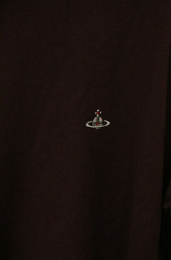 画像2: ヴィヴィアンウエストウッド 中古 / 単色オーブ刺繍タートルニット 02 ワイン  O-26-06-21-017-to-YM-OS (2)