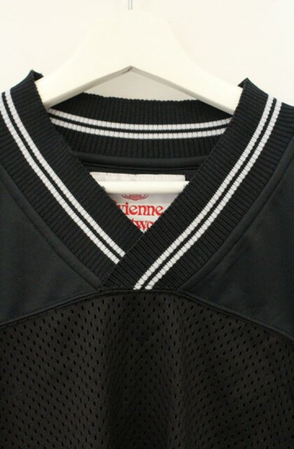 画像2: ヴィヴィアンウエストウッド 中古 / FOOT BALL JERSEY MESH Tシャツ（フットボールジャージーメッシュ） 00 ブラック  O-26-06-21-004-ts-YM-OS (2)