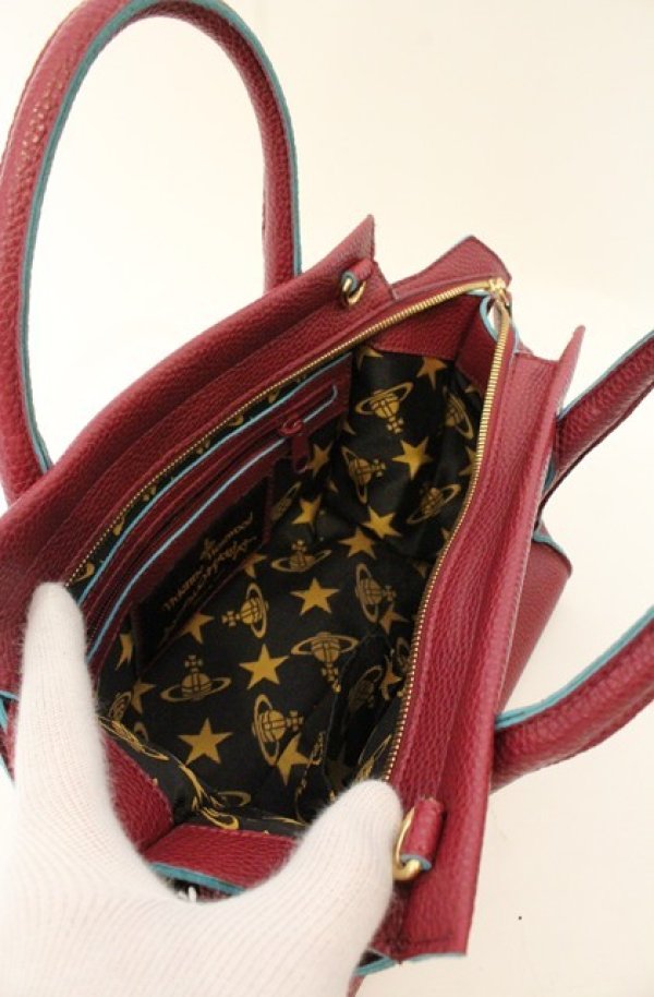 画像8: ヴィヴィアンウエストウッド 中古 / レーザオーブハンドバッグ  マゼンダ系×ブルー  O-26-06-21-043-ba-IG-OS (8)